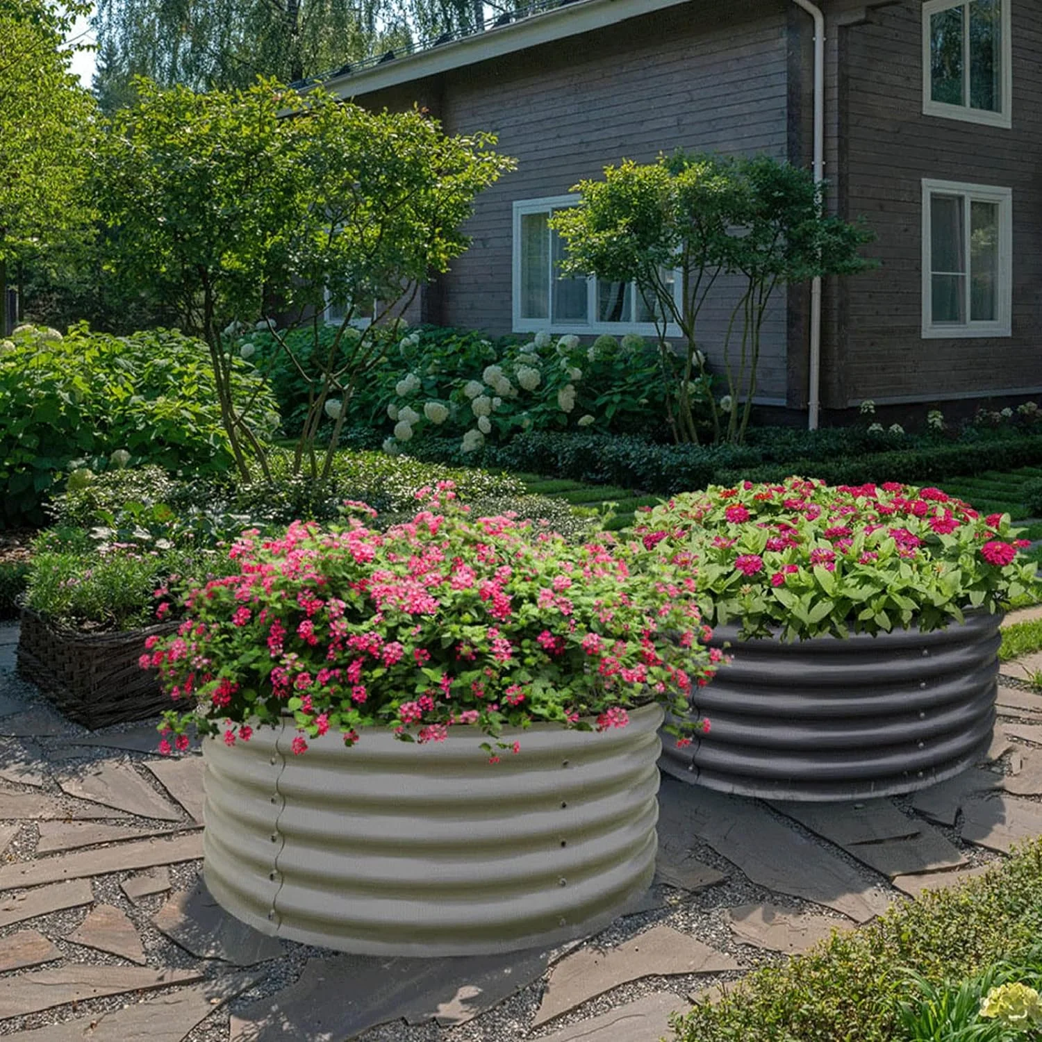 42'' Upgrade Round Garden Raised Garden Bed Kits,Metal Raised Planter Bed For Vegetables Flowers,Herbs, Fruits,Midnight Grey