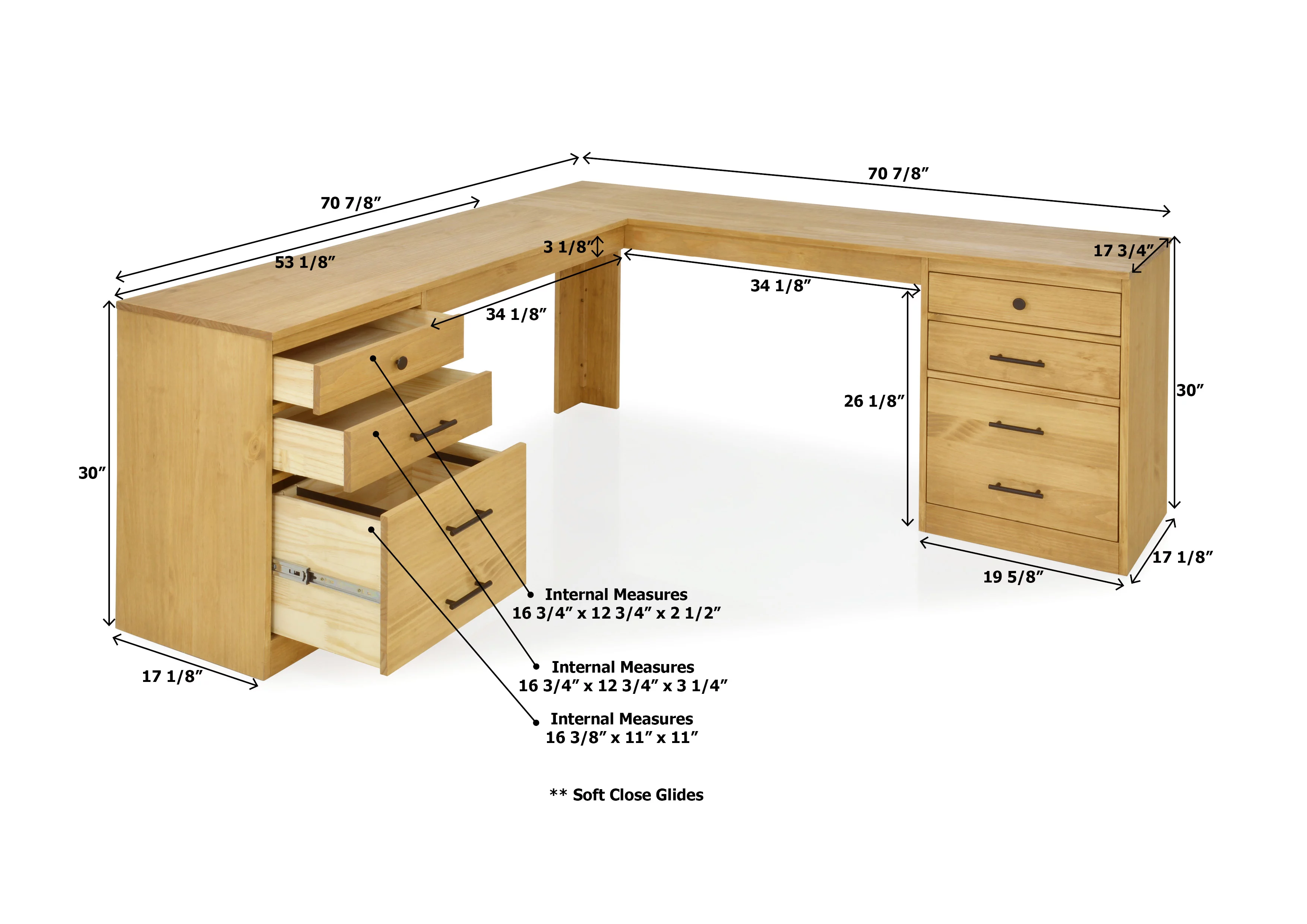 Linon Vikki L-Shaped Desk, 70.88