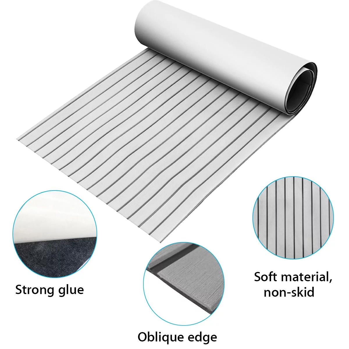 Techtongda Marine Flooring Faux Teak EVA Foam Boat Decking Sheet Artificial Deck Light Grey & black 94.5