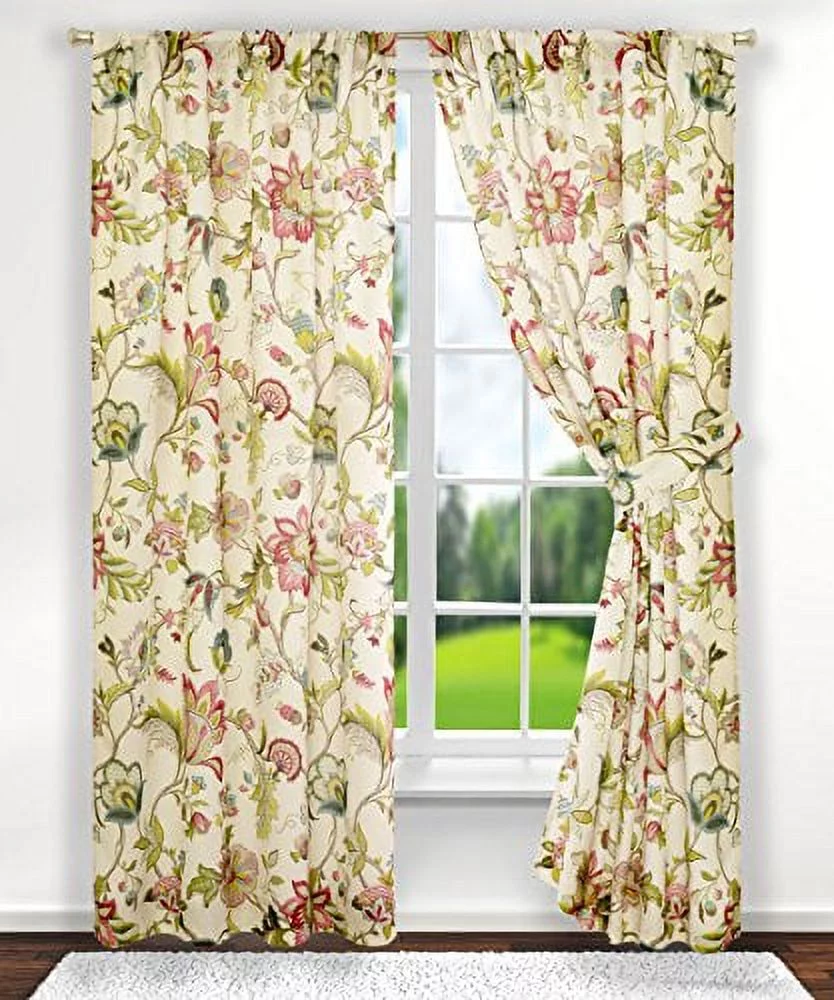 Ellis Curtain Brissac Tailored Panel Pair with Tiebacks, 70 x 63, Red