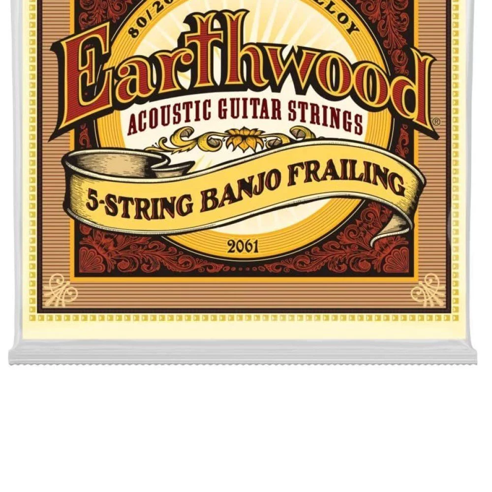 2 PACK Ernie Ball 2061 Earthwood 80/20 Bronze 5-String Banjo Frailing Strings