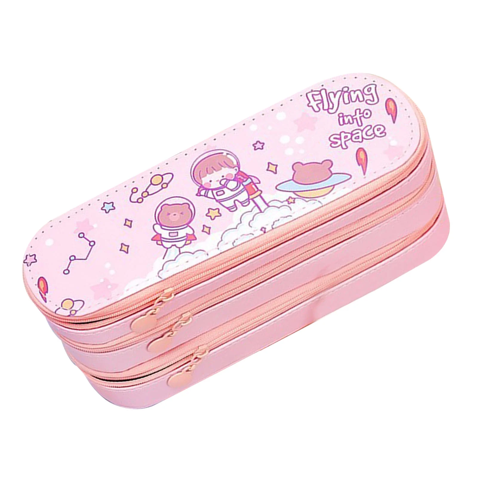 Dekaim Large Pencil Case Multipurpose Cute Stylish 3 Layers Large Capacity Pencil Pouch with Class Schedule for School Office College(Pink)