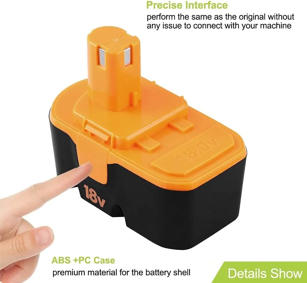 2Packs Replacement for Ryobi 18V 2.0Ah Battery + P117 Charger Compatible for Ryobi 9.6V-18V Lithium Ni-Cd&Ni-Mh Battery P100 P102 P103 P104 P105 P107 P108 P109 P119 P122