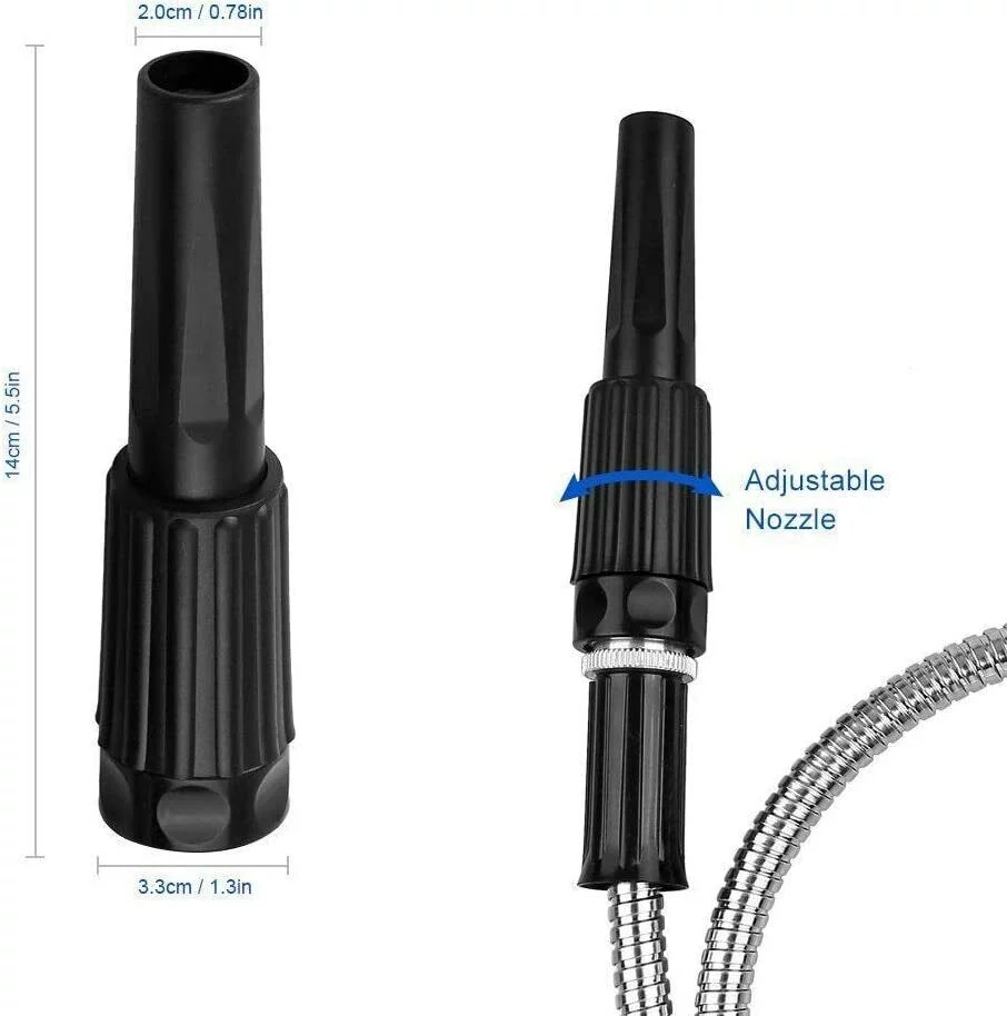 50FT 304 Stainless Steel Metal Garden Water Hose Flexible Patio Home with 6 Spray Nozzle Patterns