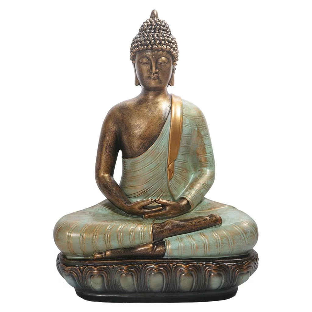 Outdoor Resin Sitting Meditating Buddha Statue Southeast Asian Style Sculpture Decor for home and garden Patio Porch Indoor Yard