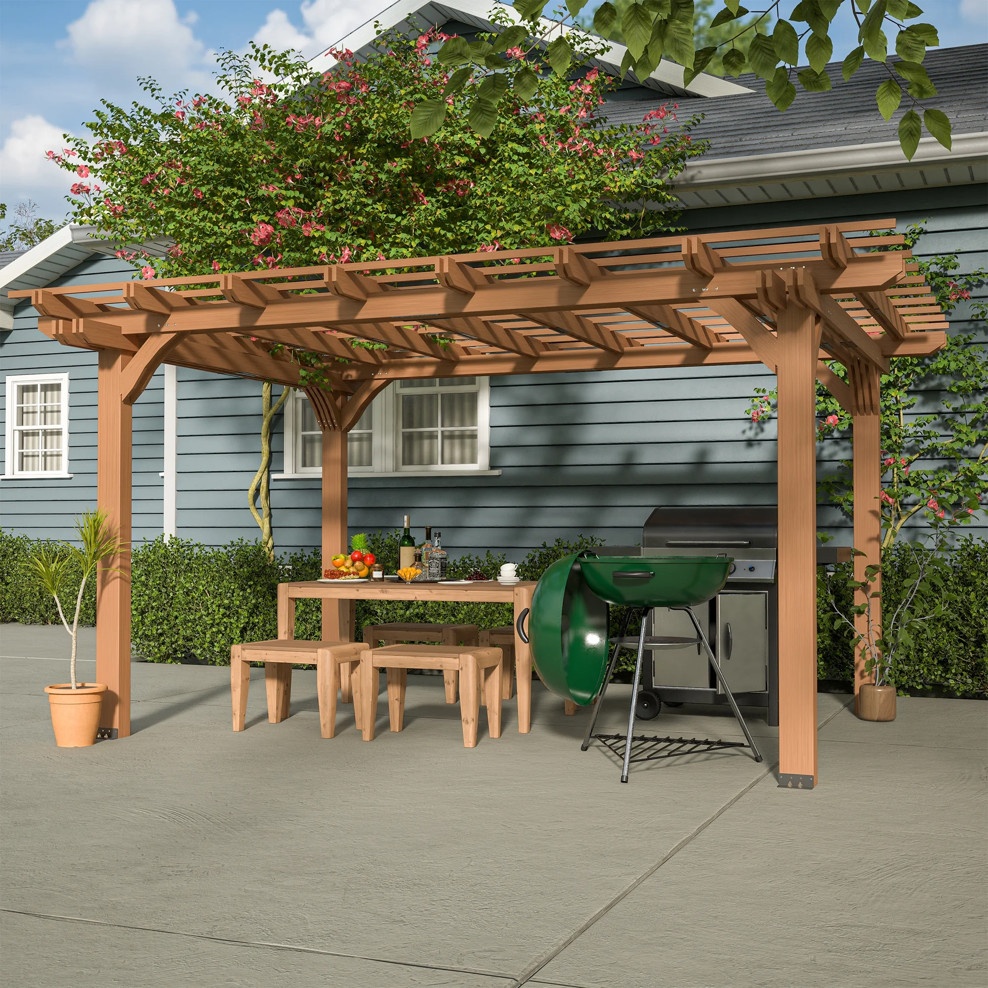 LZBEITEM 12'x10' Outdoor Wood Pergola, Wooden Pergola Gazebo for Outdoor Porch Garden Backyard Patio