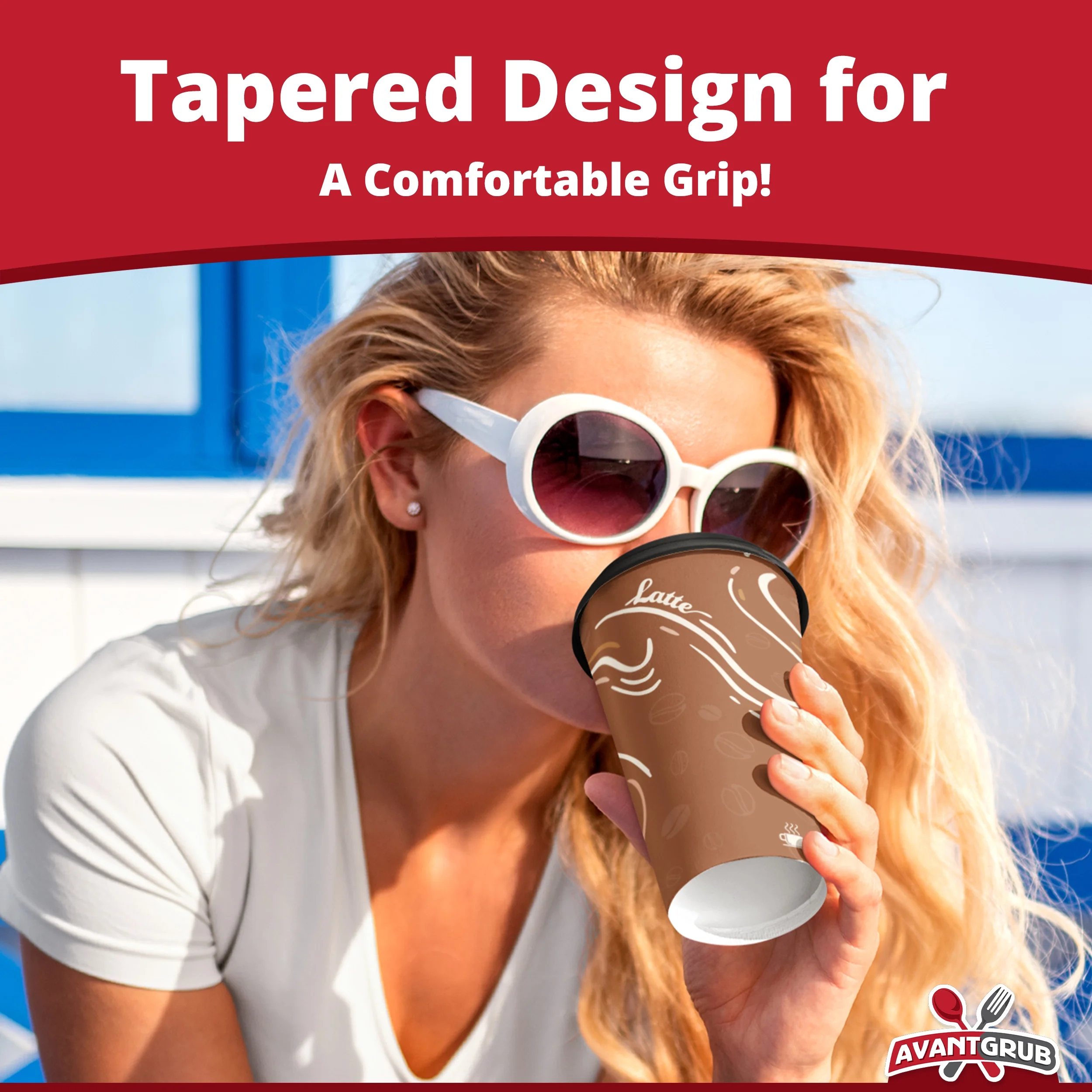 Avant Grub Coffee Cups & Recyclable Dome Lids - 