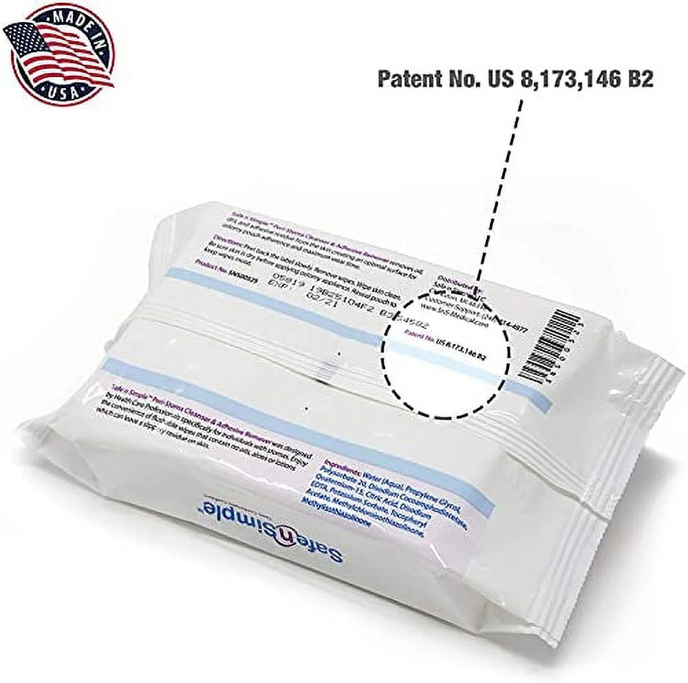 Safe n' Simple Adhesive Remover Wipes, Large, Pack of 50 Wipes (3 Pack)