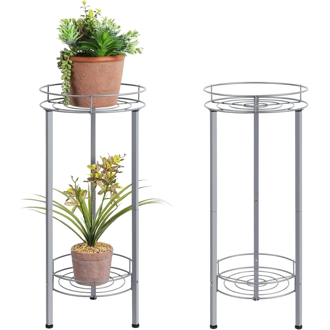 2 Pack Metal Plant Stand Silver