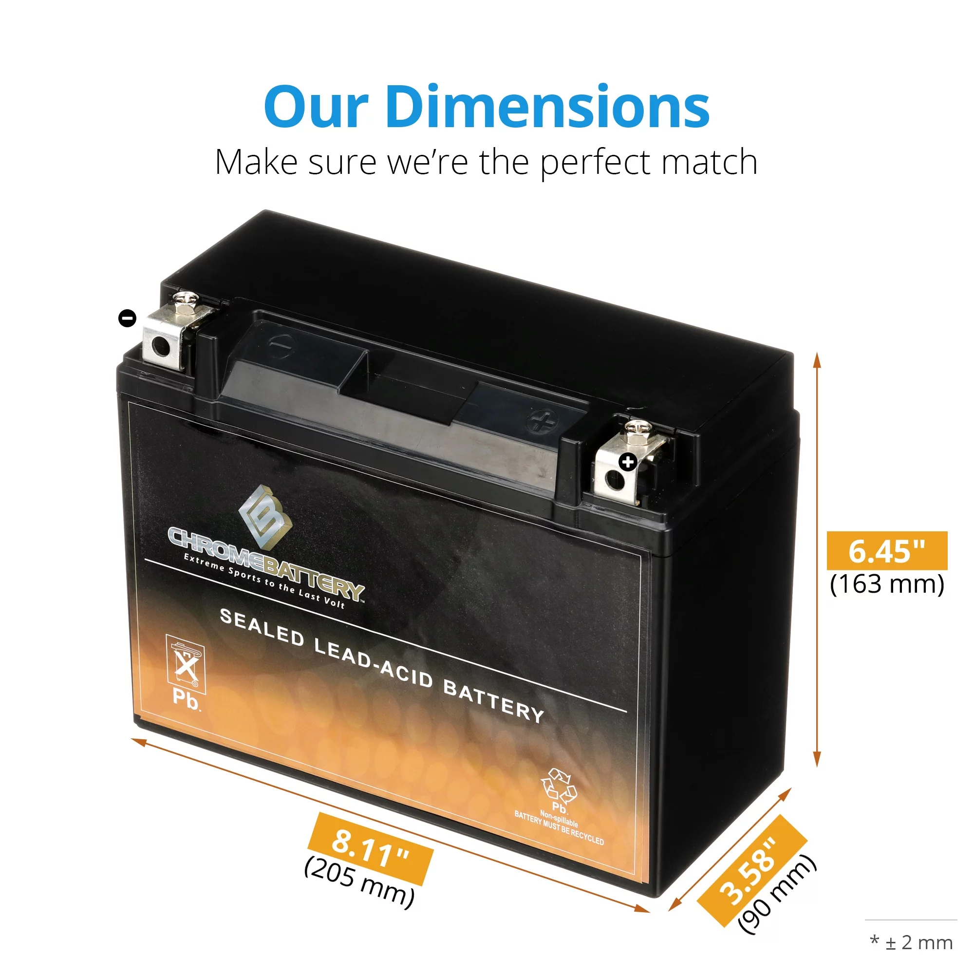 Chrome Battery Y50-N18L-A3 (50-N18L-A3 12 Volt,20 Ah, 260 CCA) Snowmobile Battery for Polaris 750cc Wide Track 2008
