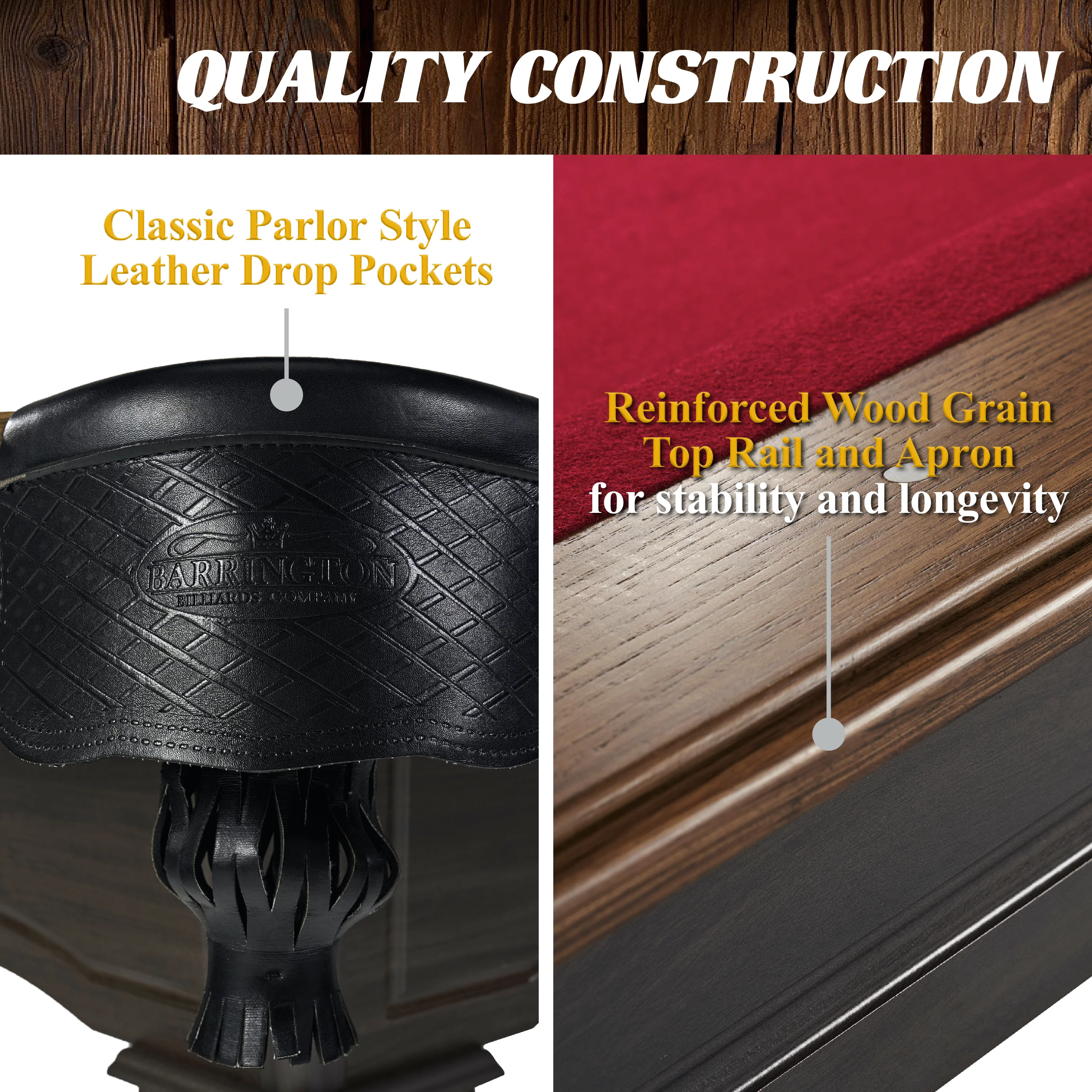 Barrington Billiards 8.5' Arlington Drop Pocket Table With Pool Ball and Cue Stick Set