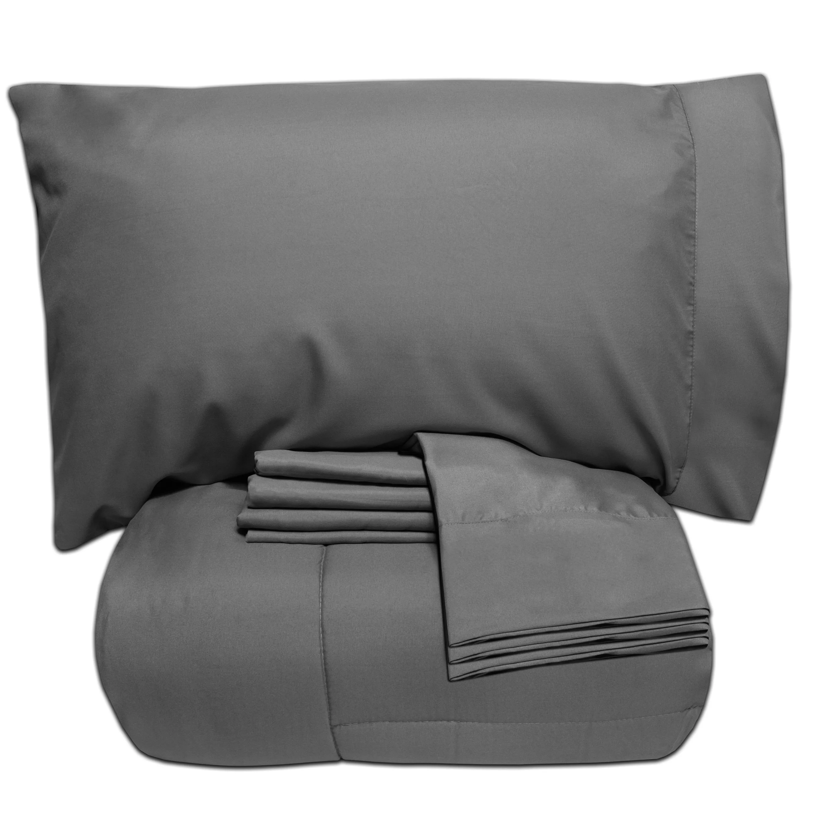 Sweet Home Collection  Luxury Solid 7-piece Bed-In-a-Bag with Sheet Set