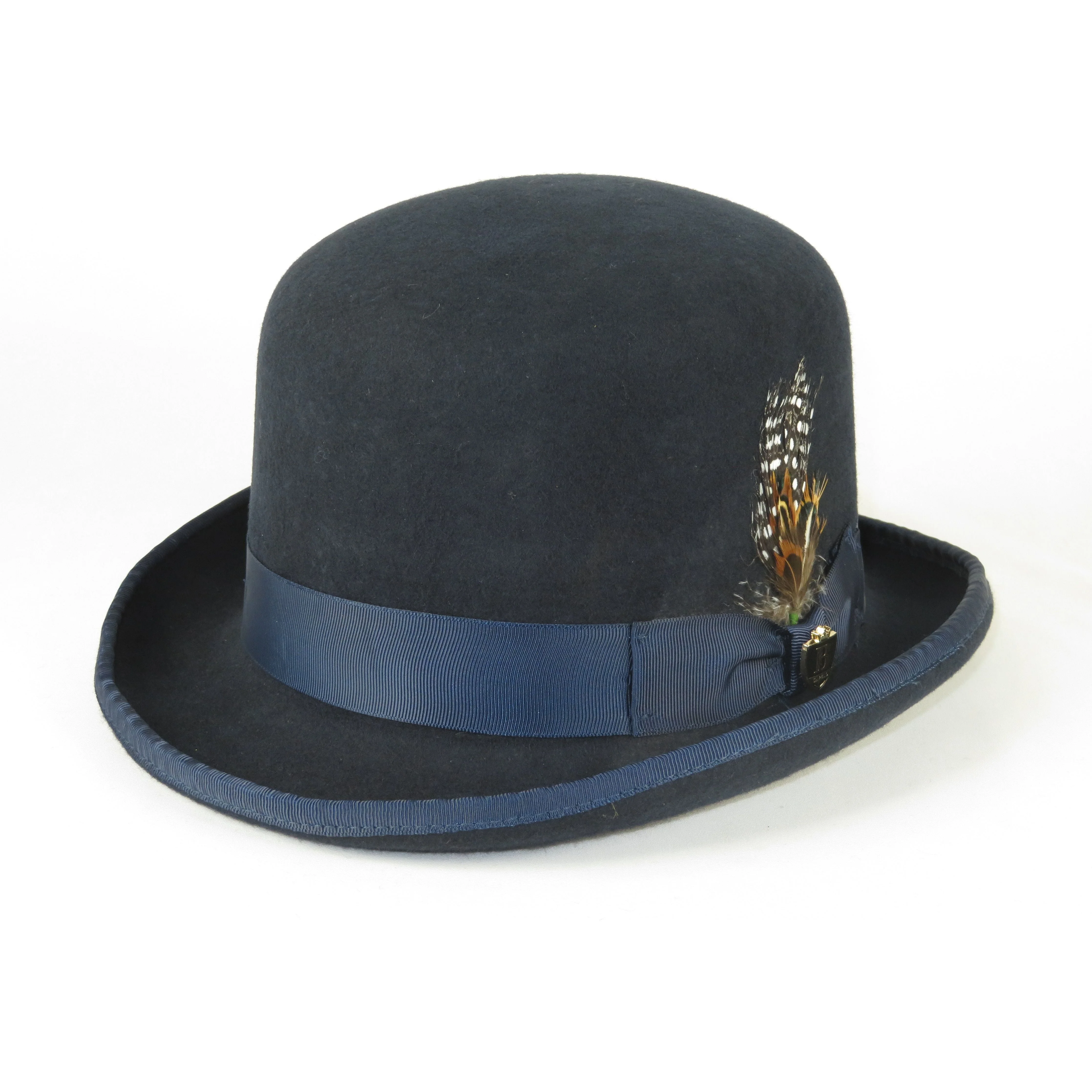 Men Bruno Capelo Dress Hat Australian Wool Round Crown Derby DB102 Navy Blue