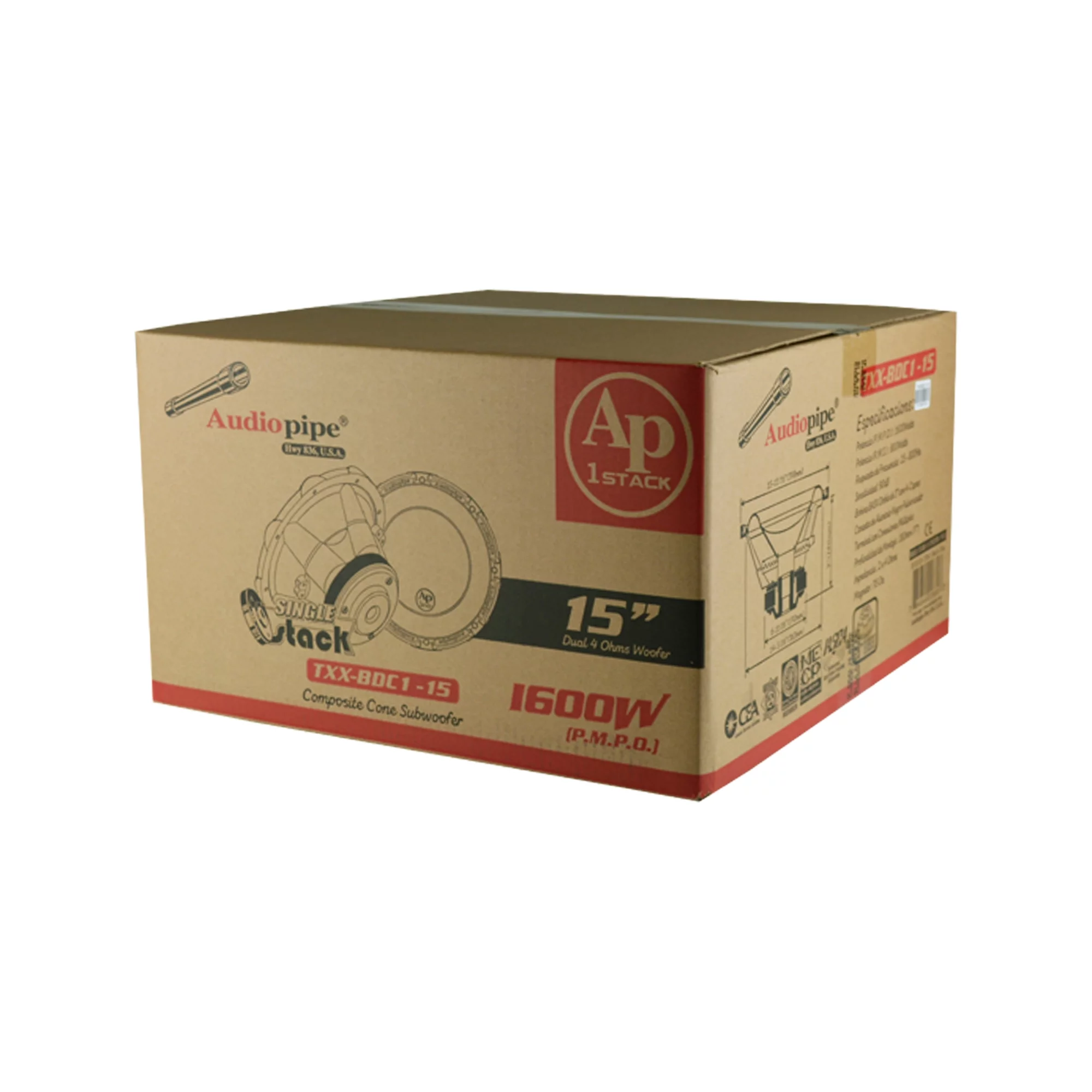 Audiopipe TXX-BD1-15 15-inch 4-ohm DVC Subwoofer (800W RMS, 1600W Peak)