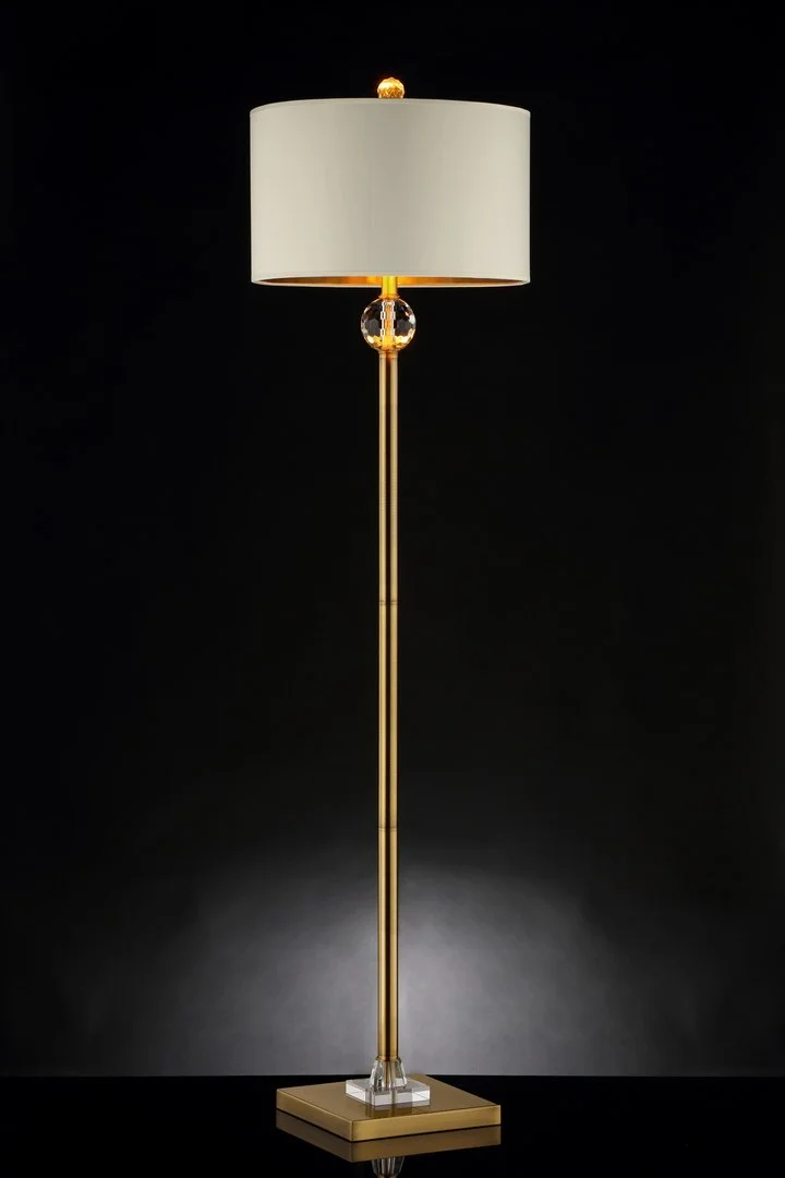 JHOOTUUO 63.25-Inch Perspicio Solid Crystal Orb Gold Column Floor Lamp