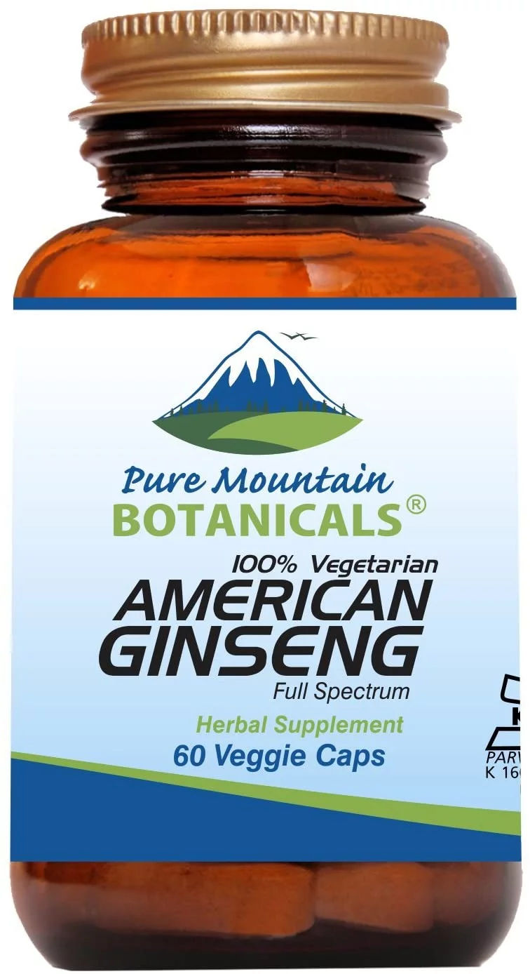 American Ginseng Capsules – 60 Kosher Vegan Caps with 400mg Panax Quinquefolia Ginseng Root