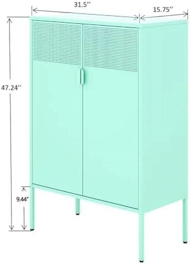NTTBOBOEC Metal  Cabinet with Mesh Doors and Shelves  Multipurpose  Rack  3-Tier Office Cabinet Metal Locker  Cabinet for Office  Home Living Room and Entryway(White)
