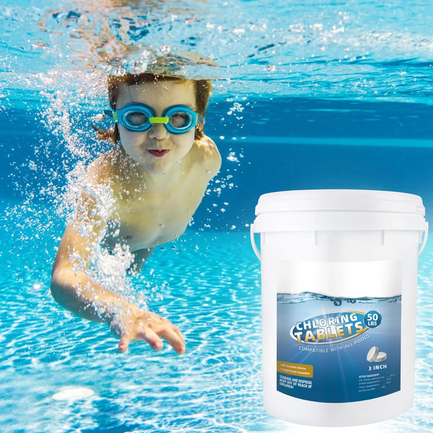 3 inch 50 LB for Swimming Pool and Spa, Slow Dissolving Individually Wrapped, Long-Lasting Slow-Dissolving
