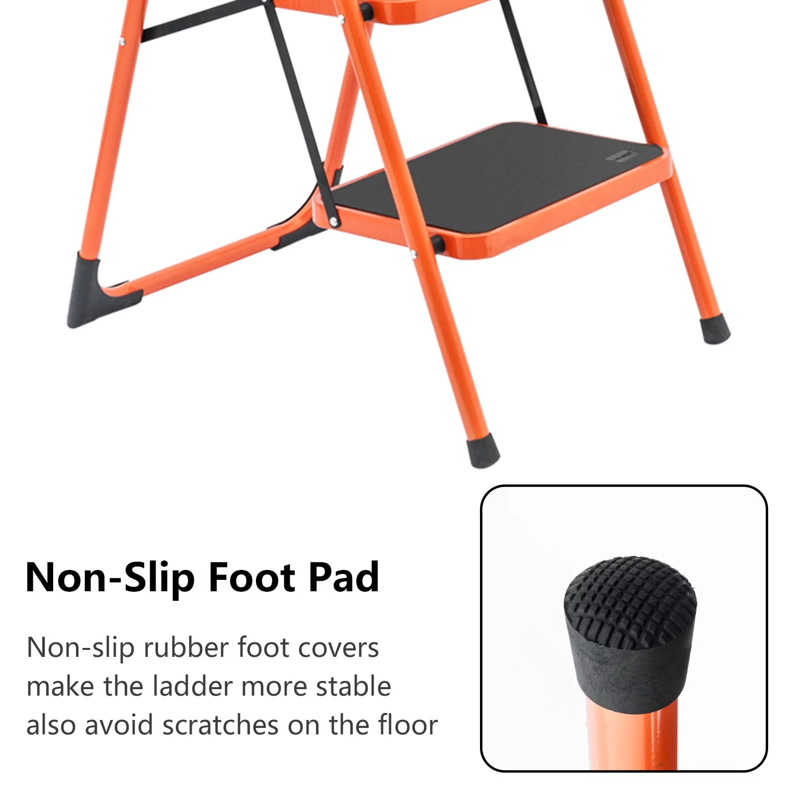 LUISLADDERS Step Ladder 2 Step Folding Stool Ladder Lightweight with Handrails Anti-Slip Wide Pedal 330 lb