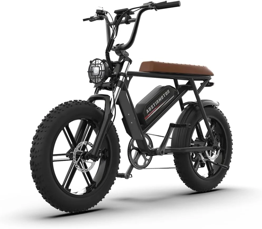 AOSTIRMOTOR STORM 750W Full Suspension Commuter Electric Bike, 20 inch Fat Tire, 48V 12.5Ah Removable Battery(Black) UL2849