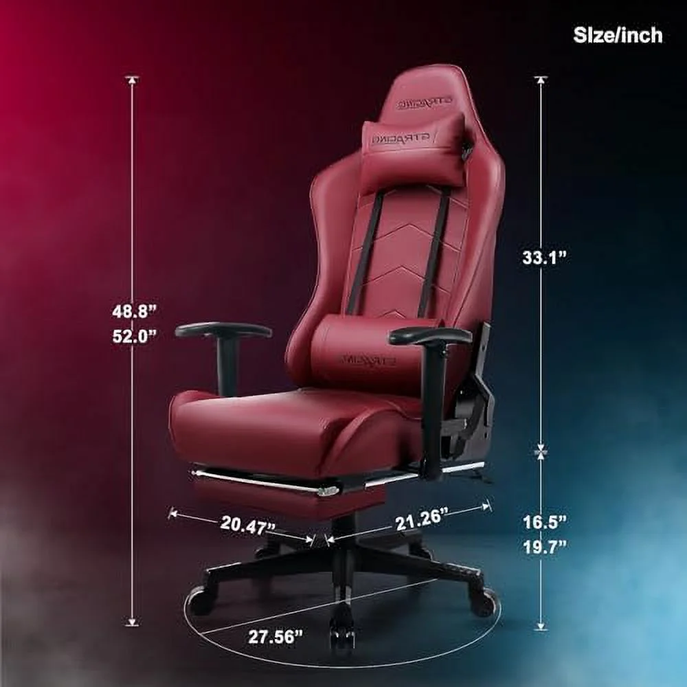 MQLIFEBOOM Gaming Chair with Footrest  Ergonomic Racing Style Reclining Computer Chair with Lumbar Support and Height Adjustable Swivel Seat (Ivory)