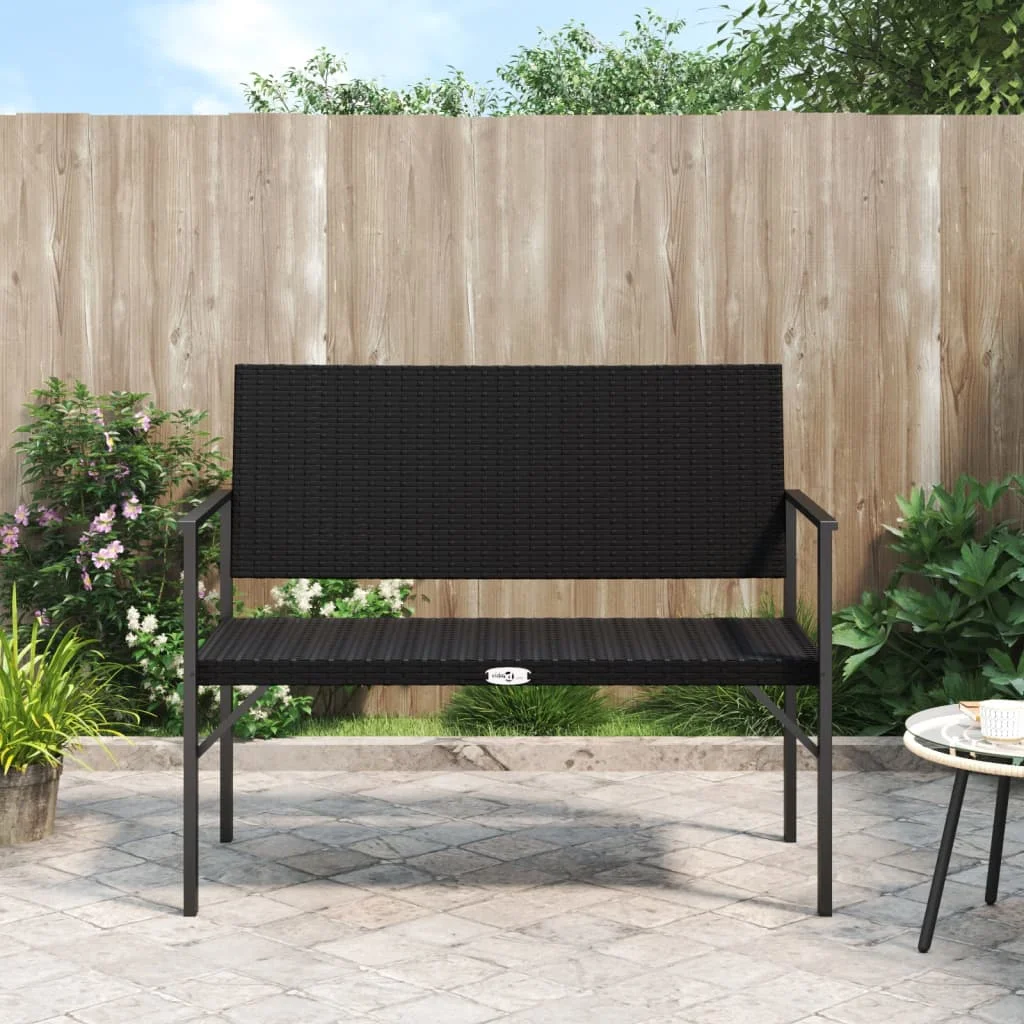 Aibecy 2-Seater Patio Bench Black Poly Rattan