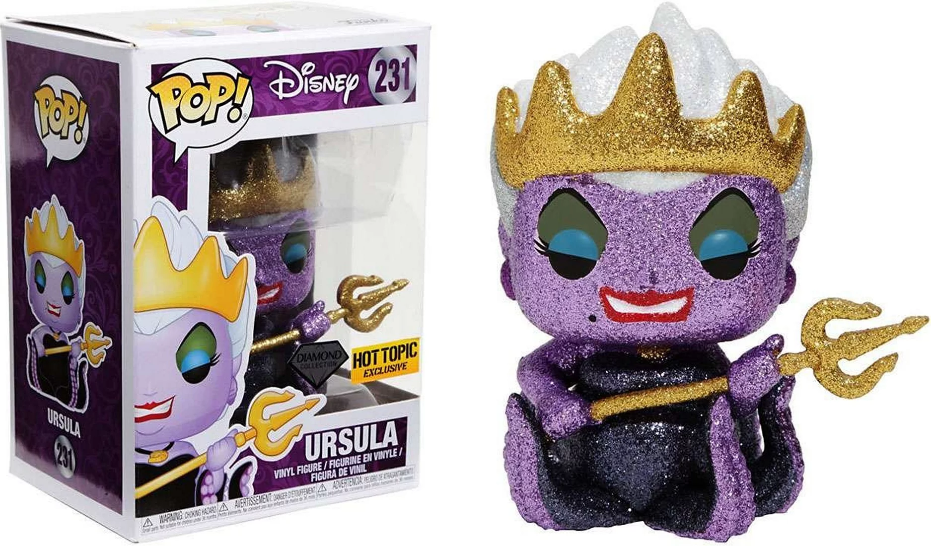 Pop! Disney The Little Mermaid Vinyl Figure Ursula (Diamond Collection) #231 Hot Topic Exclusive
