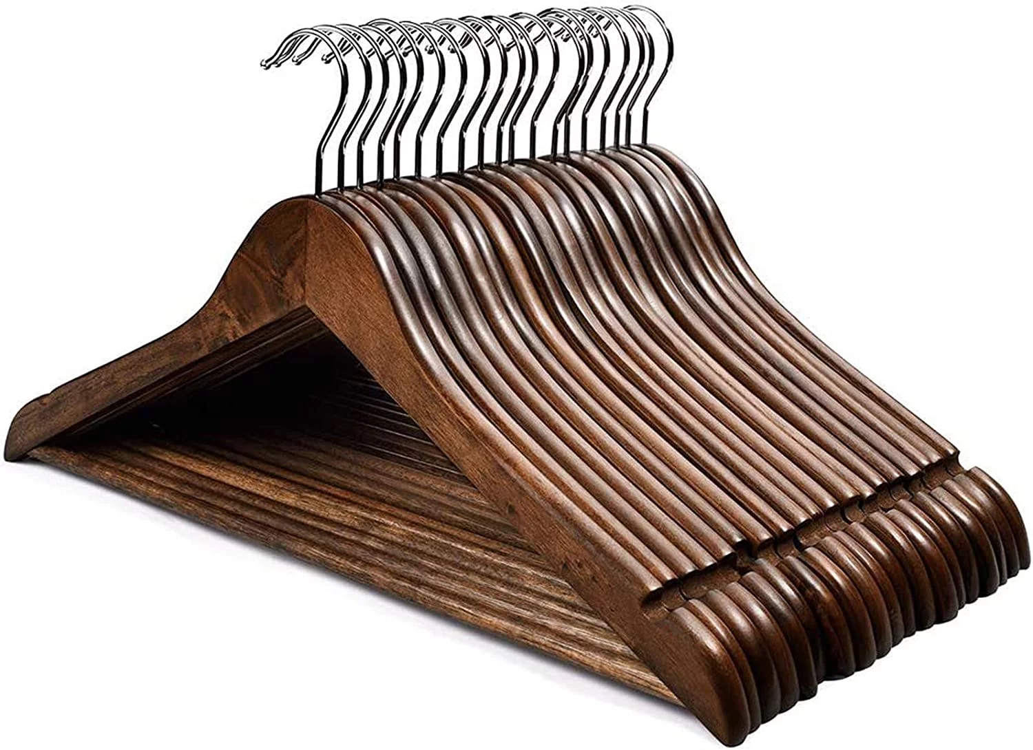 cozymood Hangers Wooden Hangers 20 Pack Wooden Clothes Hanger Wooden Hanger Bulk Walnut Smooth Finish Wood Hangers Premium Wooden Hangers for Clothes Suit