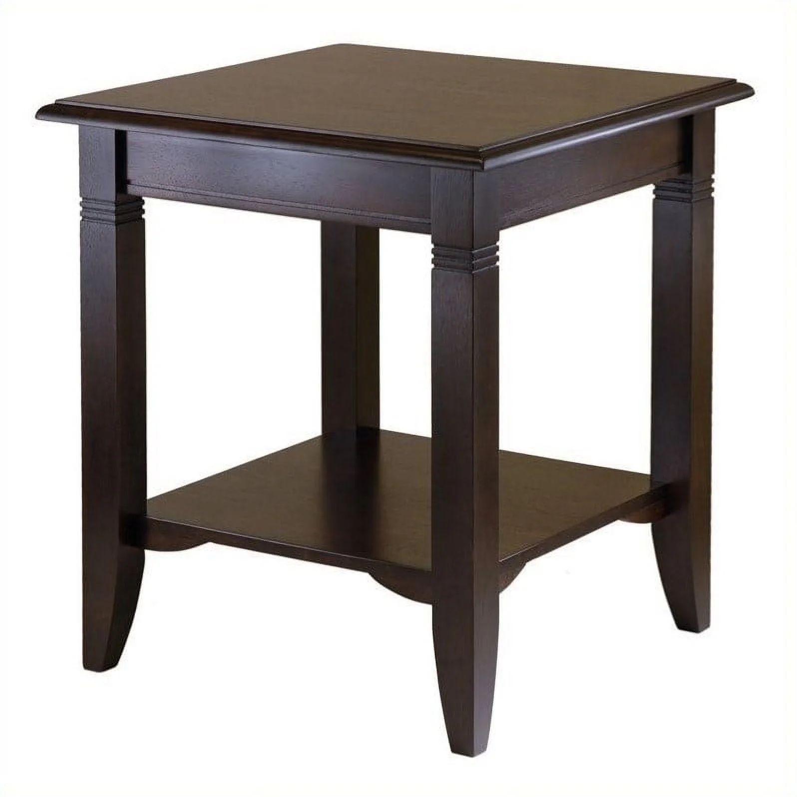 Pemberly Row Traditional Solid Wood End Table with Shelf in Cappuccino