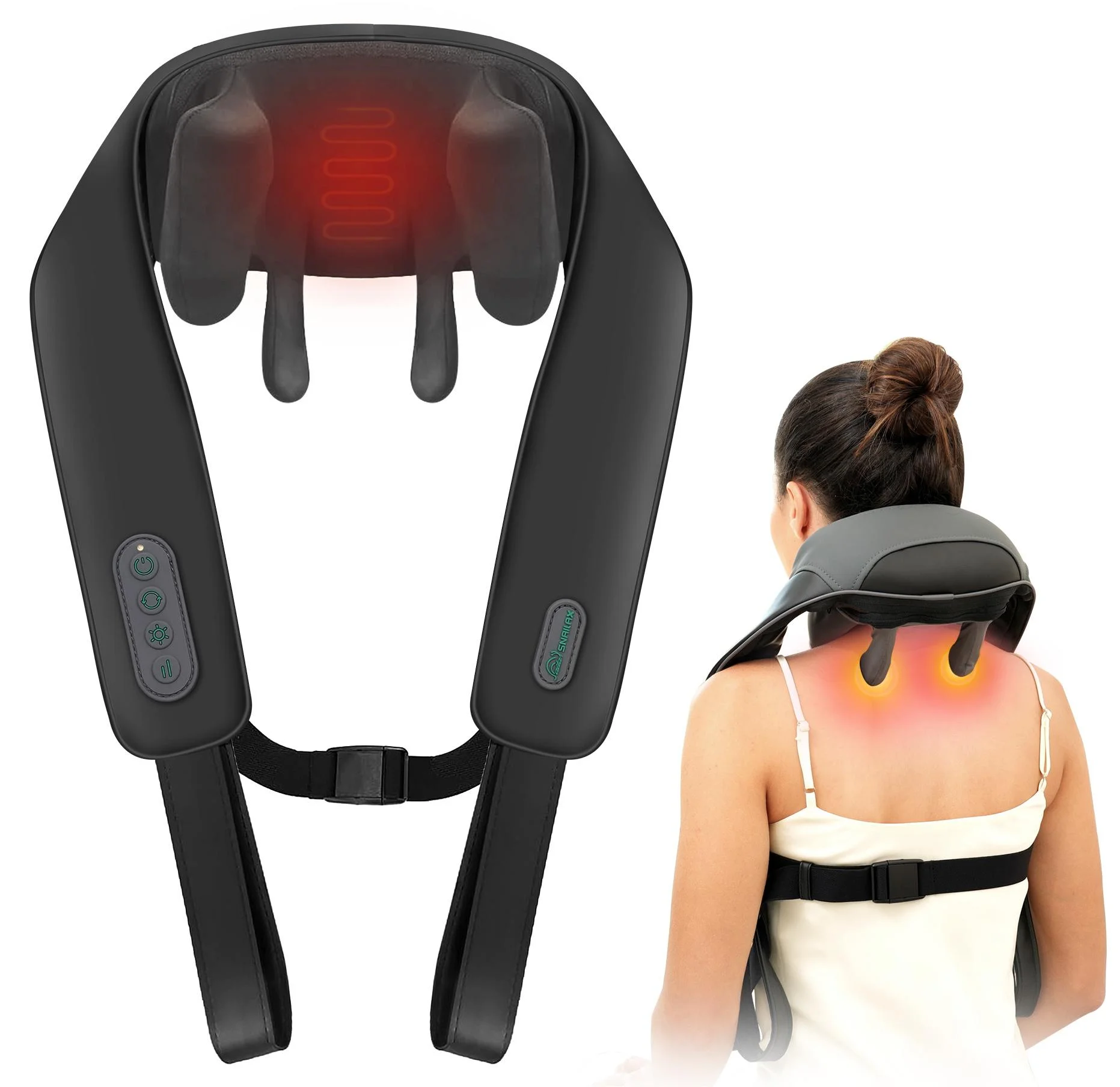 Snailax Cordless Neck Massager with heat, 4D Shiatsu Neck and Back Massager Mothers Day Gifts