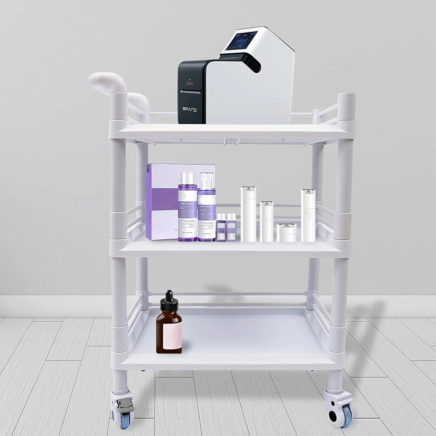 Miumaeov 3 Tier Medical Trolley Dental Lab Salon Mobile Rolling Cart High Quality ABS