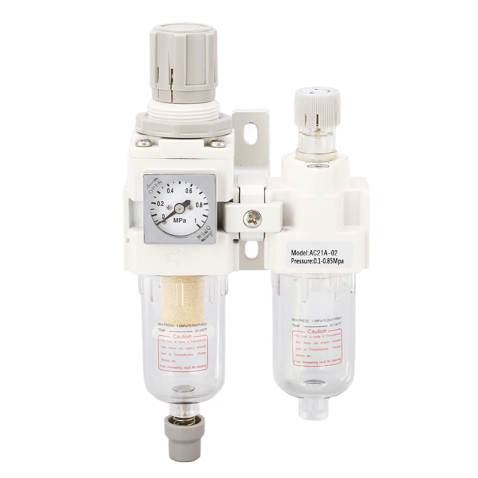 DEWIN Air Filter Regulator Lubricator Combo, G1/4in Inlet Outlet Pneumatic Tool Air Pressure Regulator Water Oil Separator