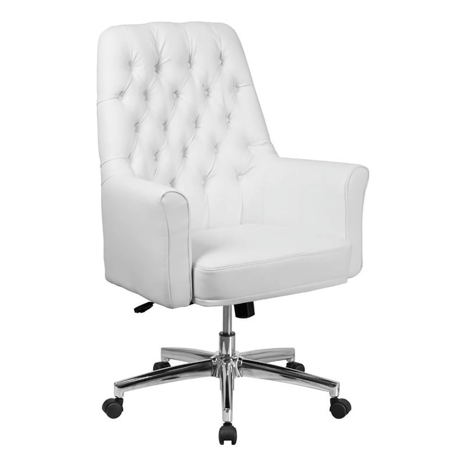 Scranton & Co Traditional Faux Leather Mid Back Swivel Office Chair in White