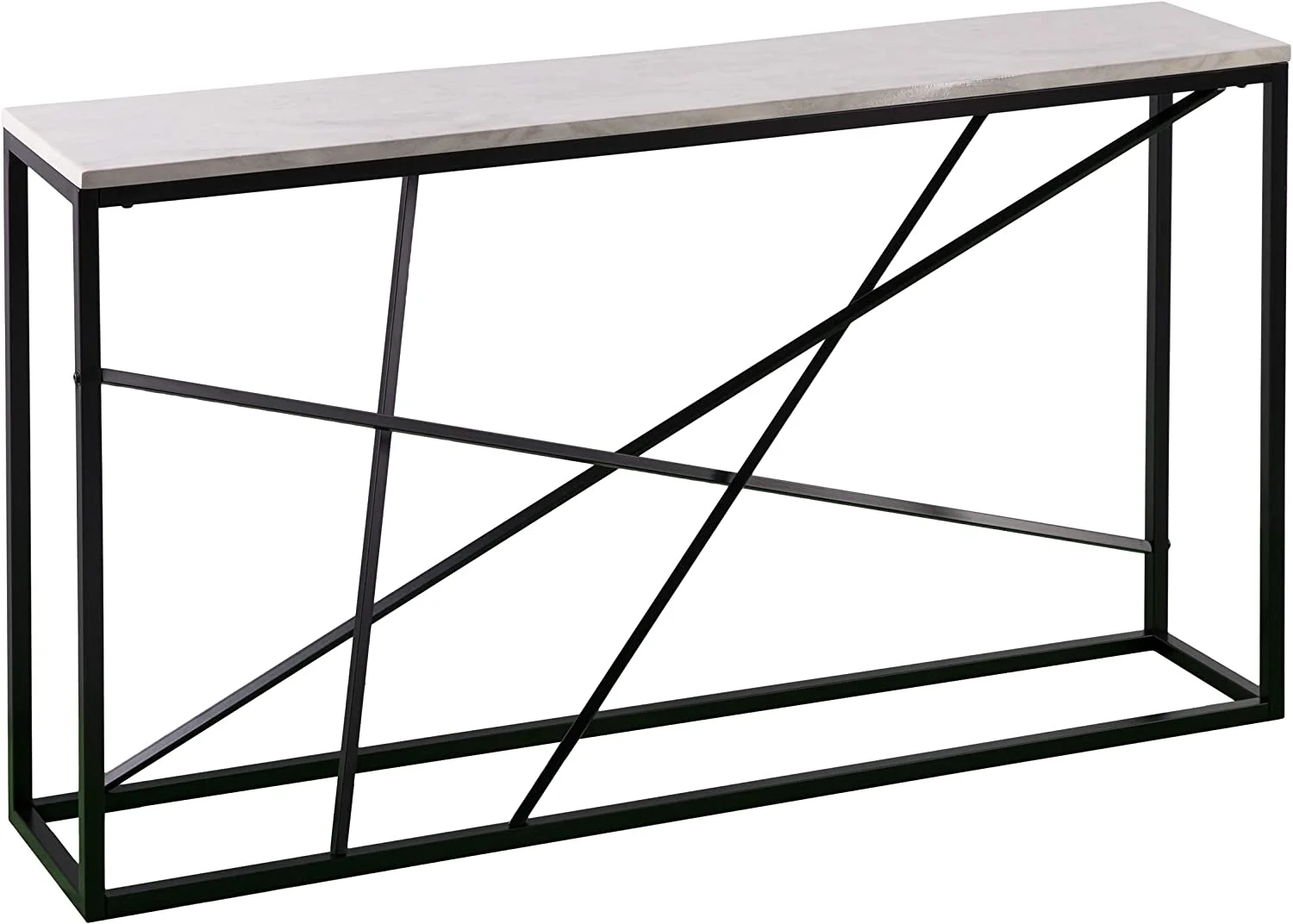 SEI Furniture Arendal Skinny, Console Table, White Faux Marble, Black