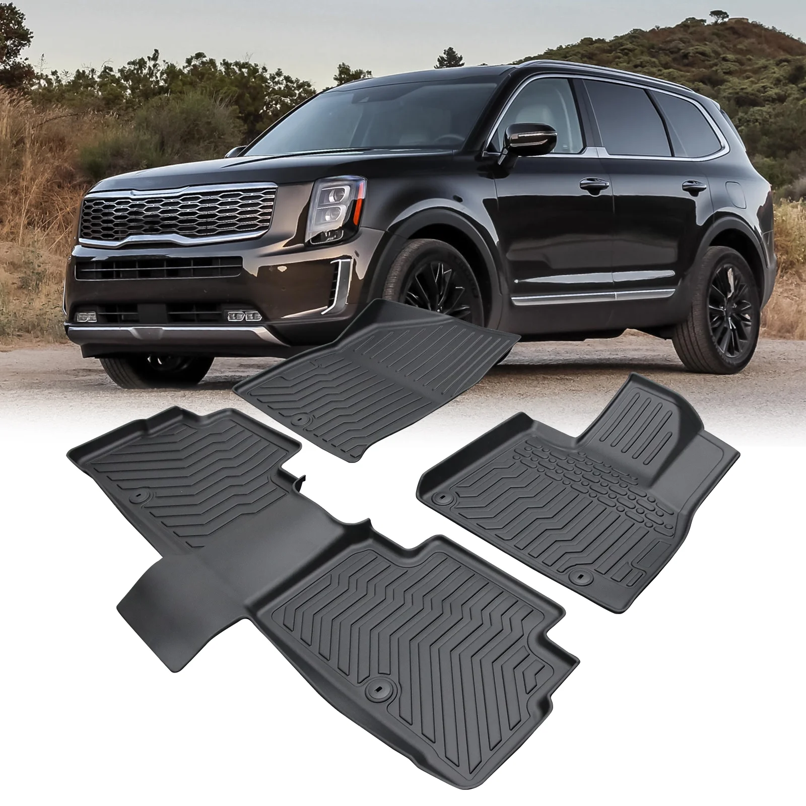 moobody Floor Mats,Bucket Center Telluride Bucket Console Floor 2020-2023 Kia Telluride Car Dazzduo Floor Telluride