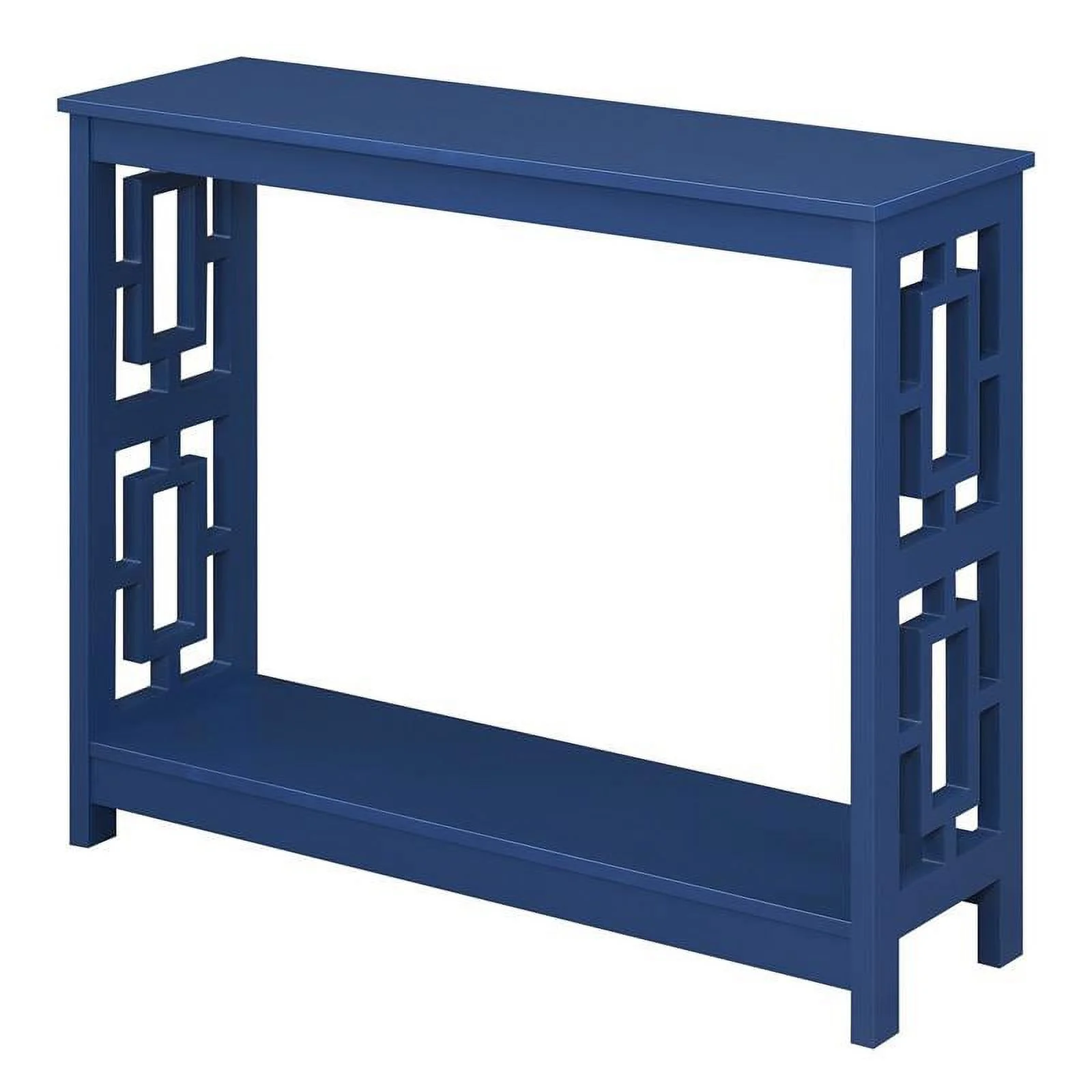 Pemberly Row Modern Console Table with Shelf in Cobalt Blue Wood