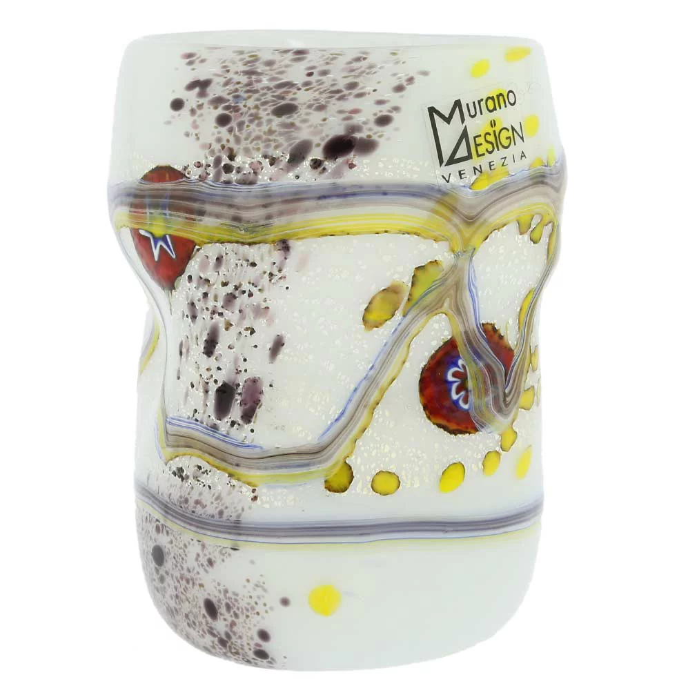 GlassOfVenice Murano Glass Modern Art Tumbler - White