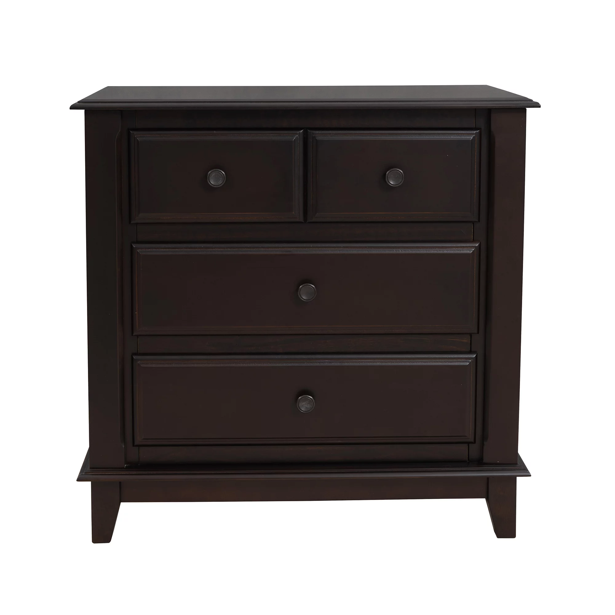 Modern Bedroom Nightstand with 3-Drawers, Espresso