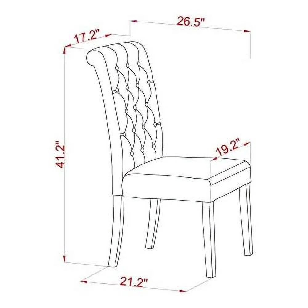 BRP1T17 Parson Dining Room Button Tufted Nailhead Trim Light Sable Linen Fabric Padded Chairs, Set Of 2, Black