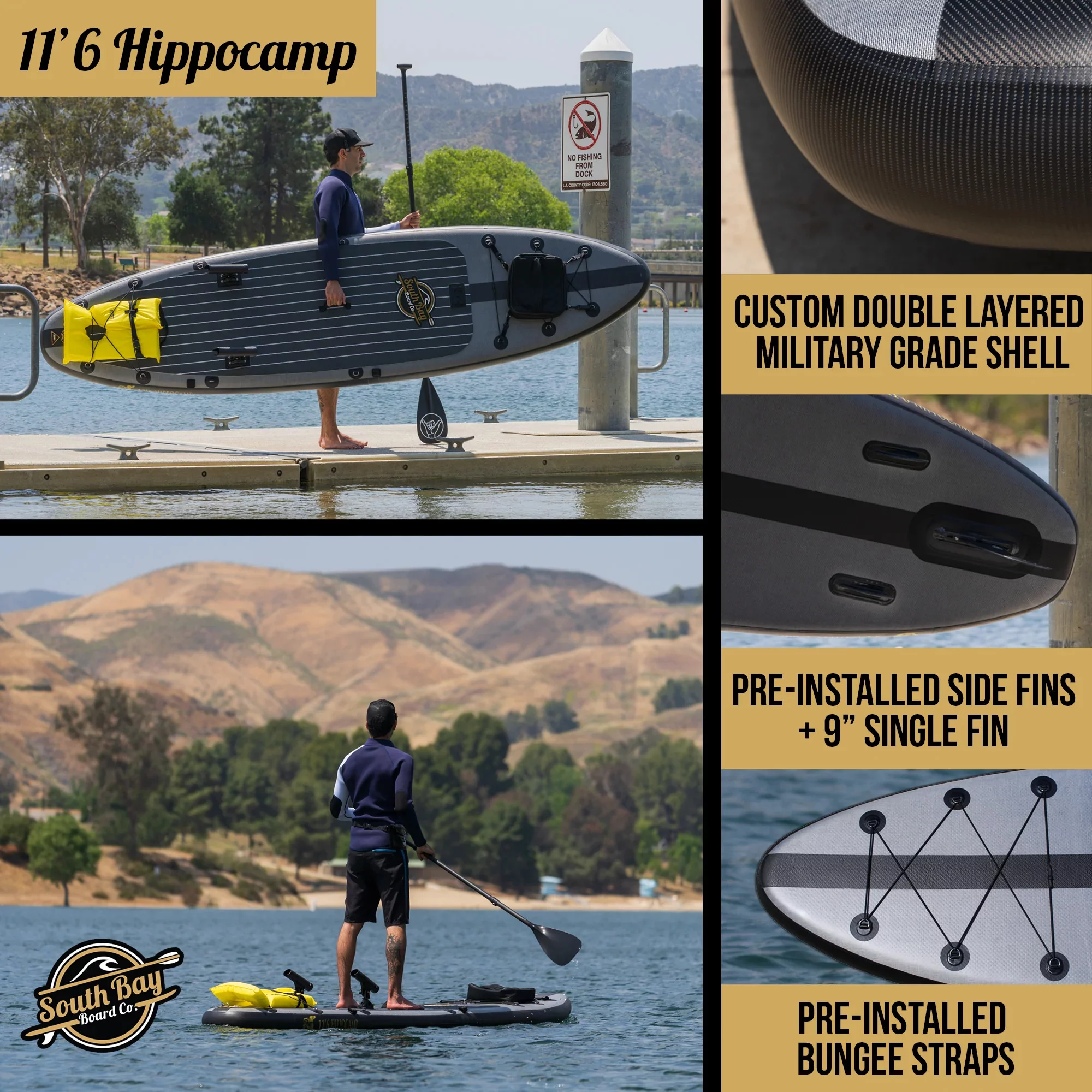 South By Board Co. 11'6 Hippokamp Inflatable Standup Paddle Board Package, ISUP, Paddle, Pump, Bag, Leash & Fins
