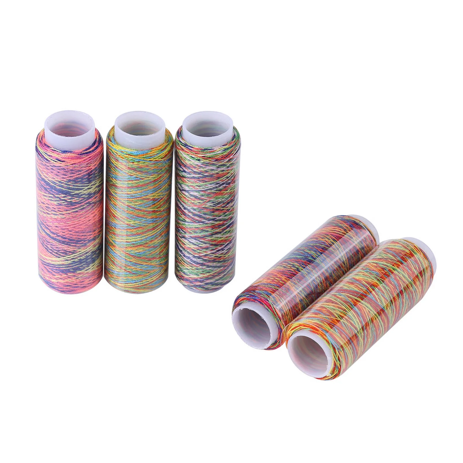 Sewing Thread, 5 Color Set of Polyester All-Purpose Sewing Threads Prewound Bobbin Thread Plastic for Embroidery and Sewing Machine DIY Embroidery Thread