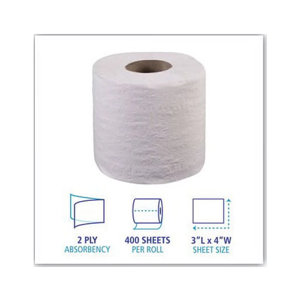Boardwalk Two-Ply Toilet Tissue PaperSeptic Safe, White, 4 x 3, 400 Sheets/Roll, 96 Rolls/Carton