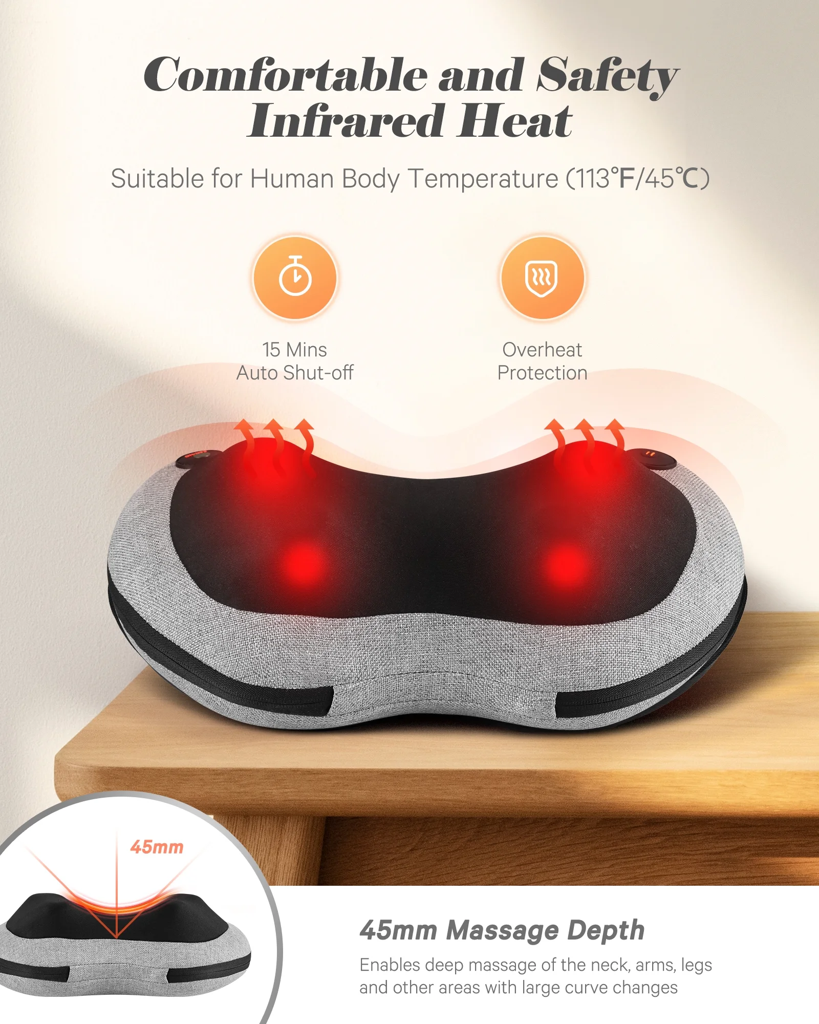 Naipo Shiatsu Neck Back Massager with Heat, Electric Massager Deep Tissue Kneading Massage to Relief Shoulder Muscles