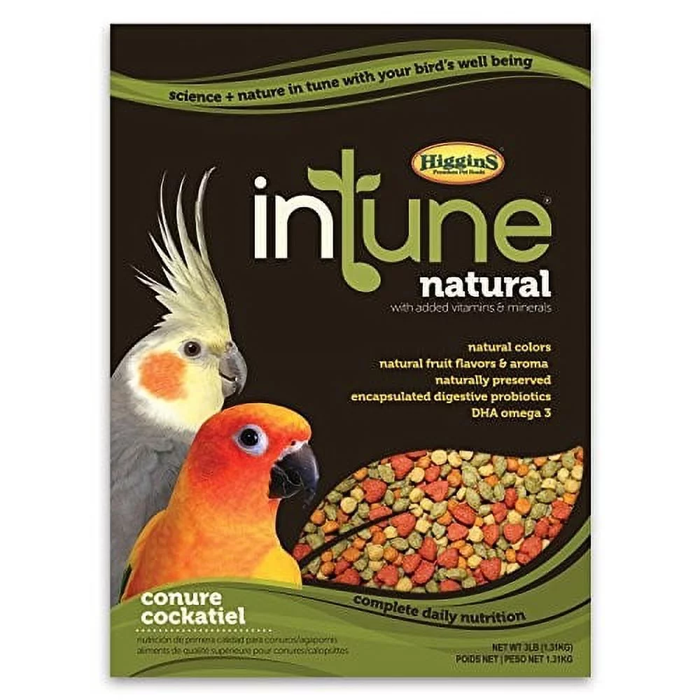 Higgins Intune Natural Conure & Cockatiel Bird Food, 2 Lb