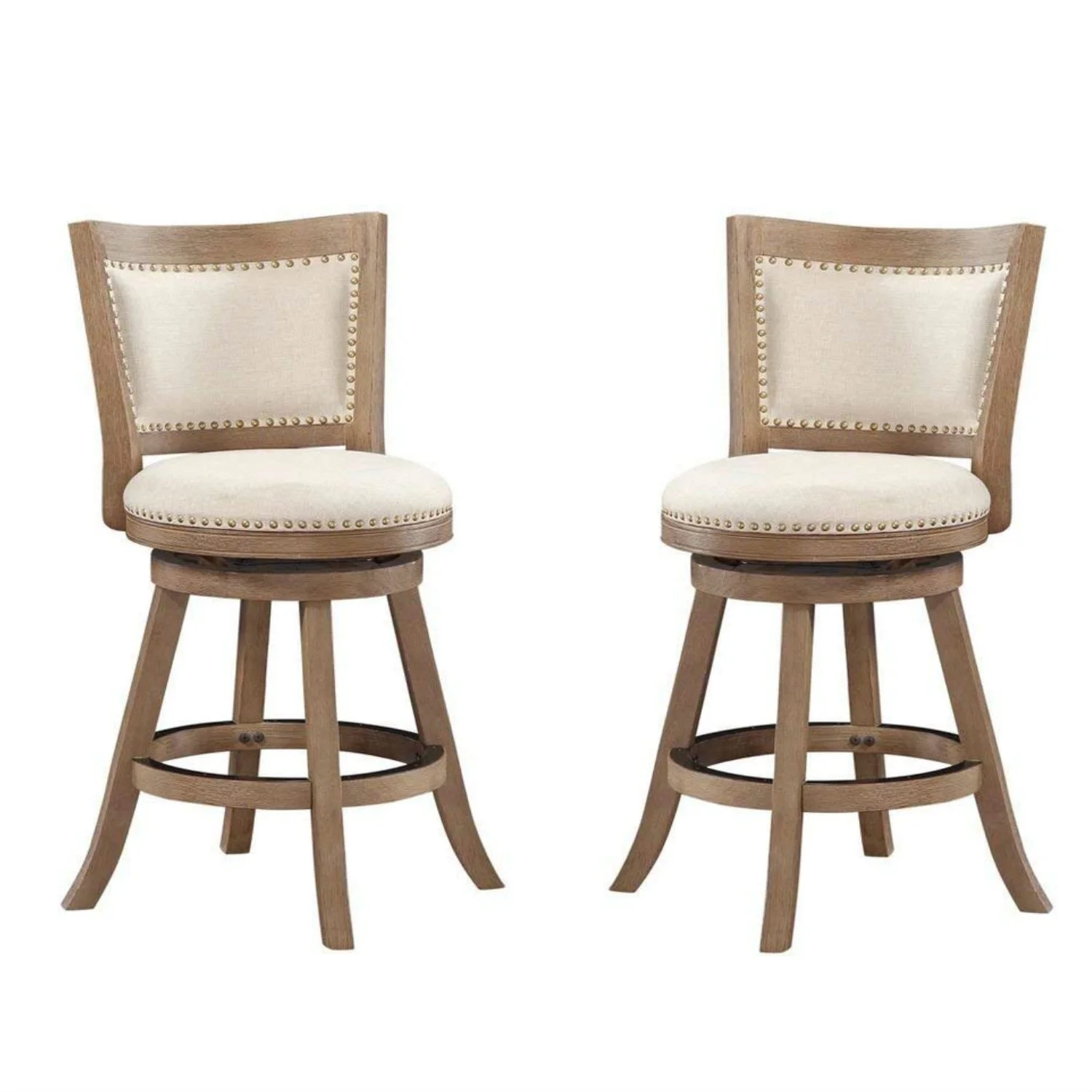 Boraam 76524 Melrose Counter Height Stool, 24-Inch, Driftwood - 2 Pack
