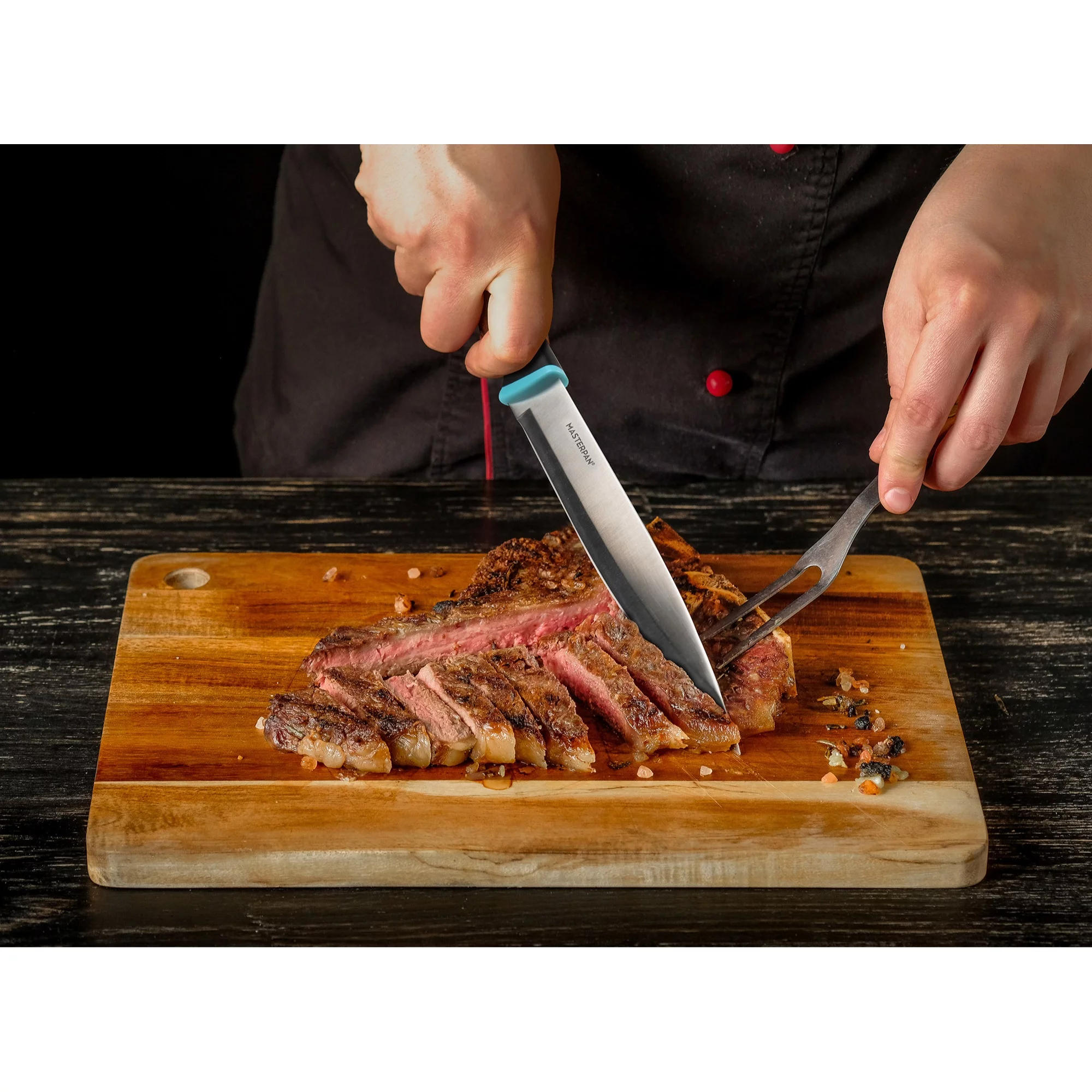 Masterpan  Knife Set with Protective Blade Covers, Stainless Steel Blade & Non-Slip Handle - 12 Piece