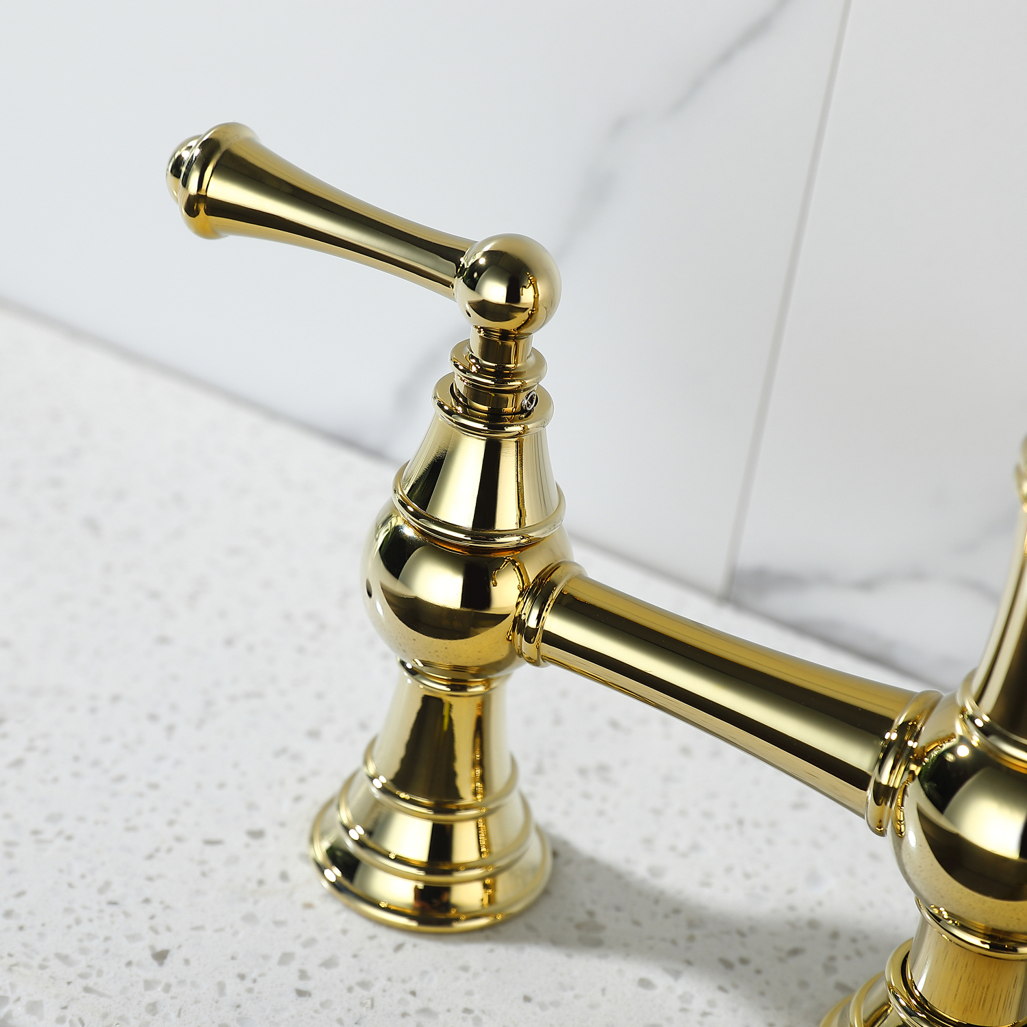 YLtoohoom Bridge Dual Handles Kitchen Faucet With Pull-Out Side Spray in