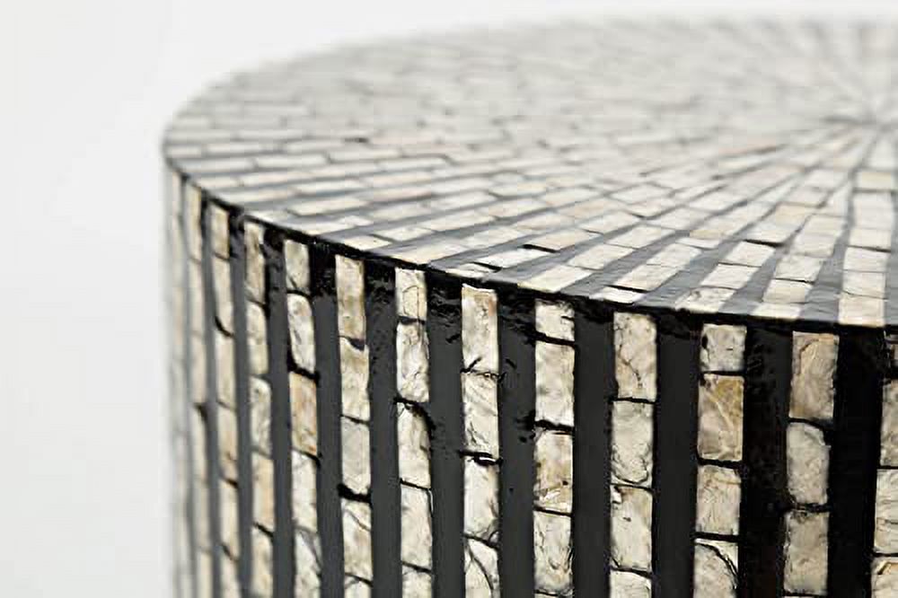 Jofran Global Archive Round Capiz Accent Table Black Multi, 16