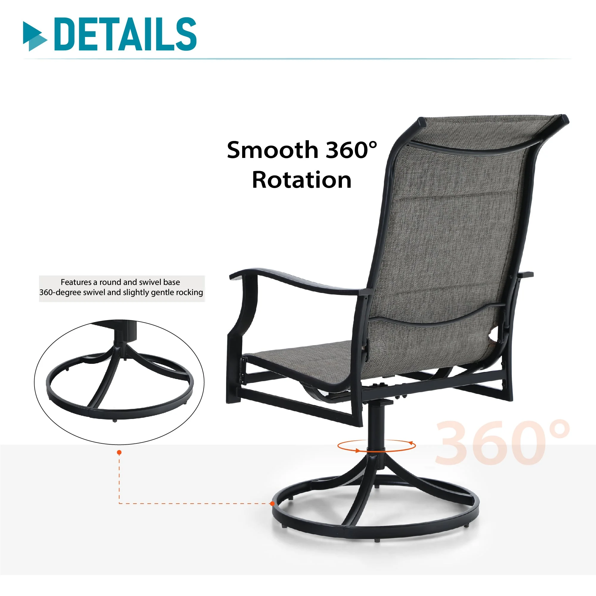 Sophia & William 7 Piece Outdoor Patio Dining Furniture Set Metal Table and Highback Textilene Chairs