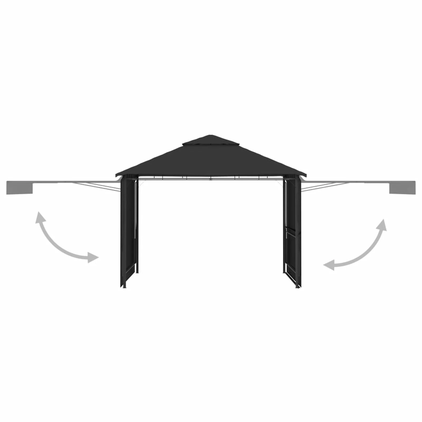 Andoer Gazebo with Double Extending Roofs 9.8'x9.8'x9' Anthracite 180g/m²